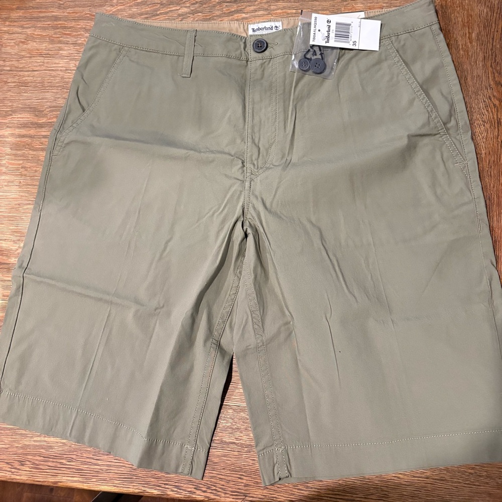 Men’s Timberland Flat Front 11 in I seam Chino Shorts Size 35 Waist Color Green